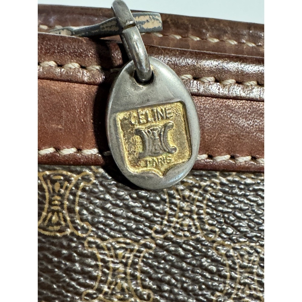 CELINE Triomphe Macadam Leather Clutch Cosmetics Travel Bag Italy Authentic - Picture 4 of 16